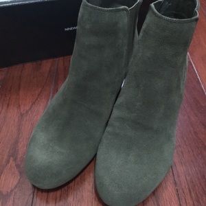 Brand new dark green suede ankle booties